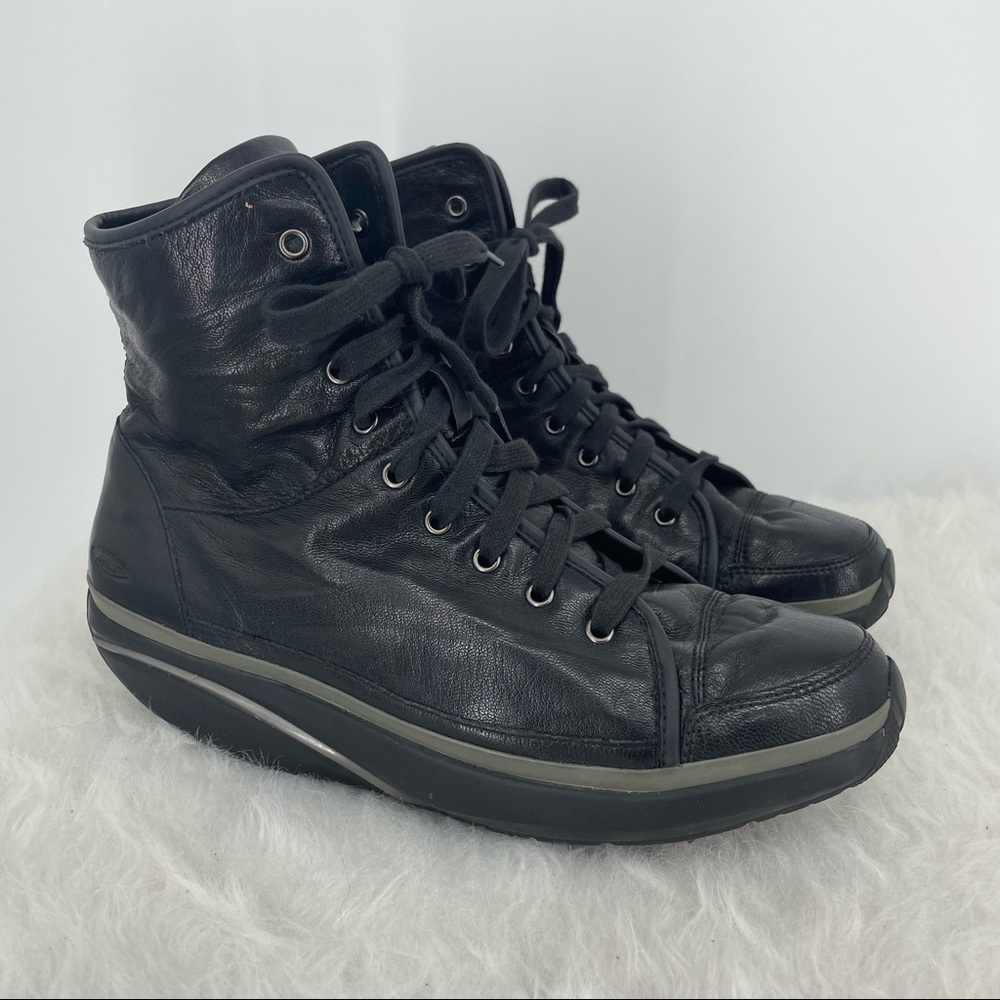 MBT Leather Lace up boots Nafasi Mid 400296-03 10-10.5 black